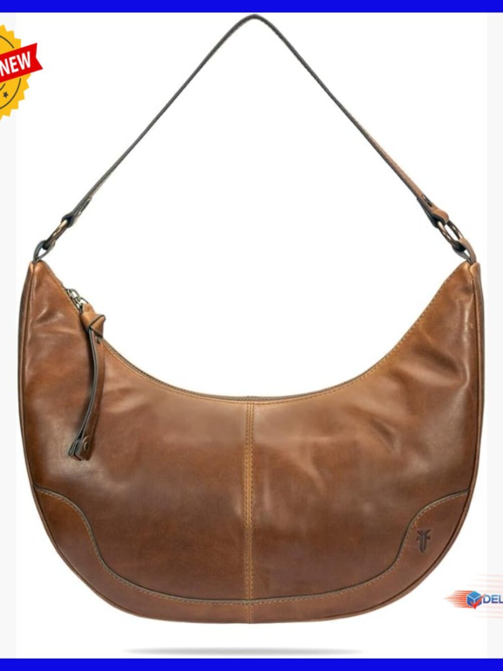 Genuine Leather Hobo Bag With Zip Closure And Interior Pockets
